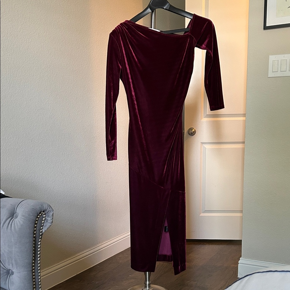 Reiss Deep Burgundy Long Sleeve Dress